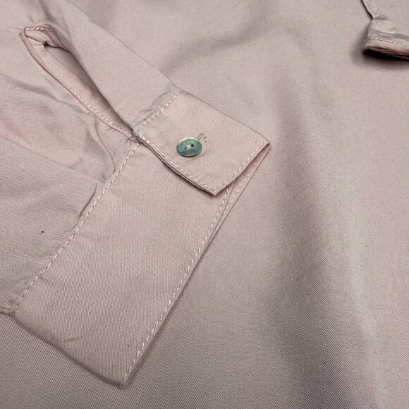 EUC Women's J. JILL Long Sleeve Pink Lace Up Shell Button Top | Size L - Picture 5 of 9